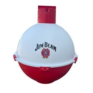 Cooler Jim Beam Fishing Bobber 12 Can Floating Cooler Red White Side Lock Rare